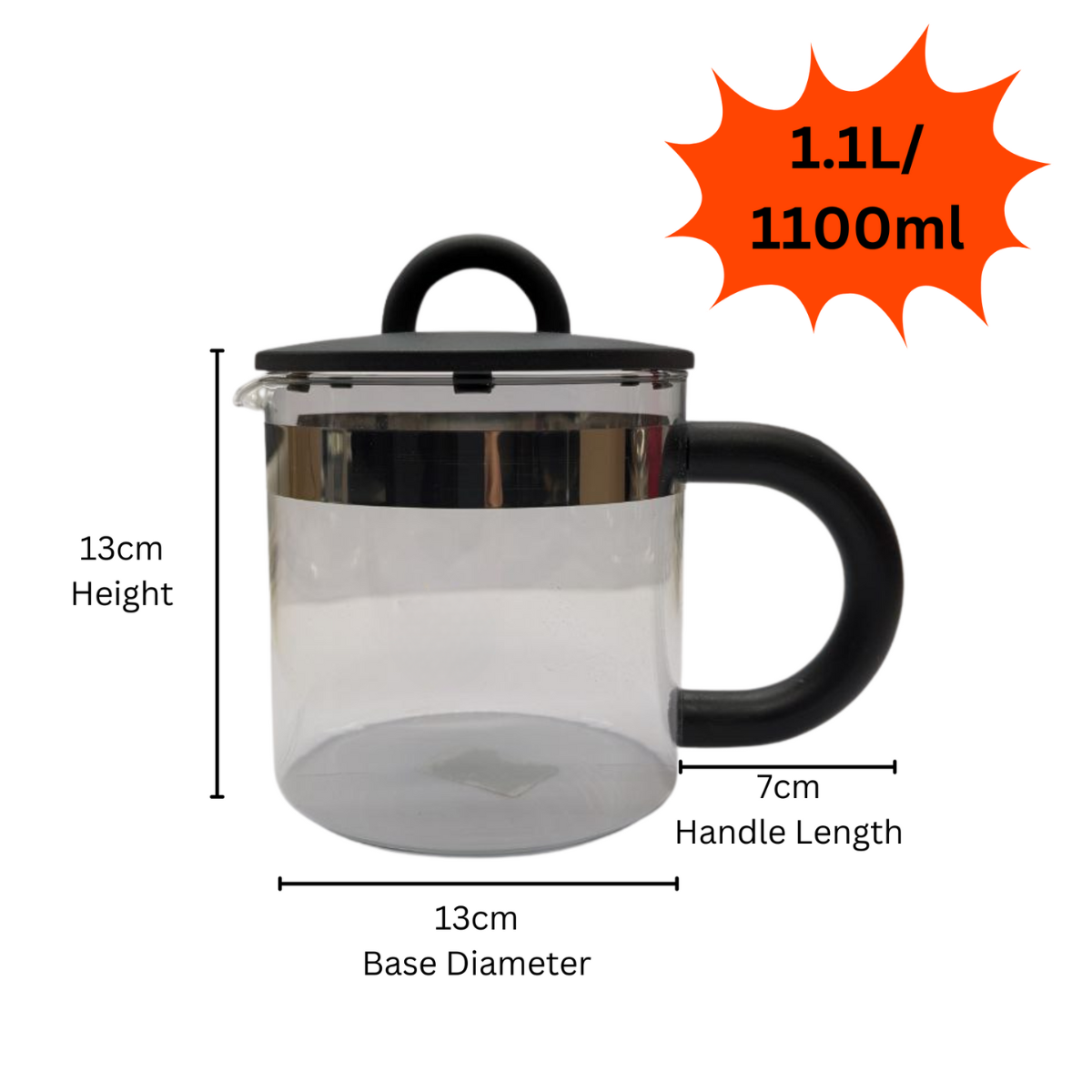 Glass Jug - Viking Anthracite - 1.1L Capacity - 13cm Height