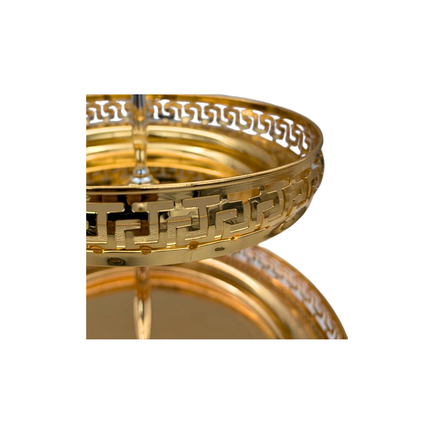 Elegant Golden 2-Tier Round Serving Tray with Handle – 21cm & 29cm Diameter