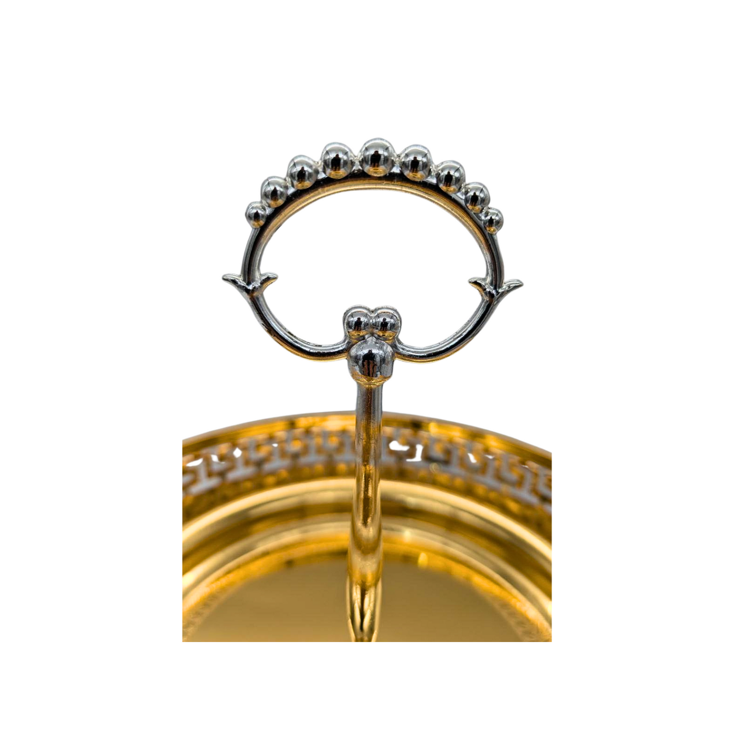 Elegant Golden 2-Tier Round Serving Tray with Handle – 21cm & 29cm Diameter