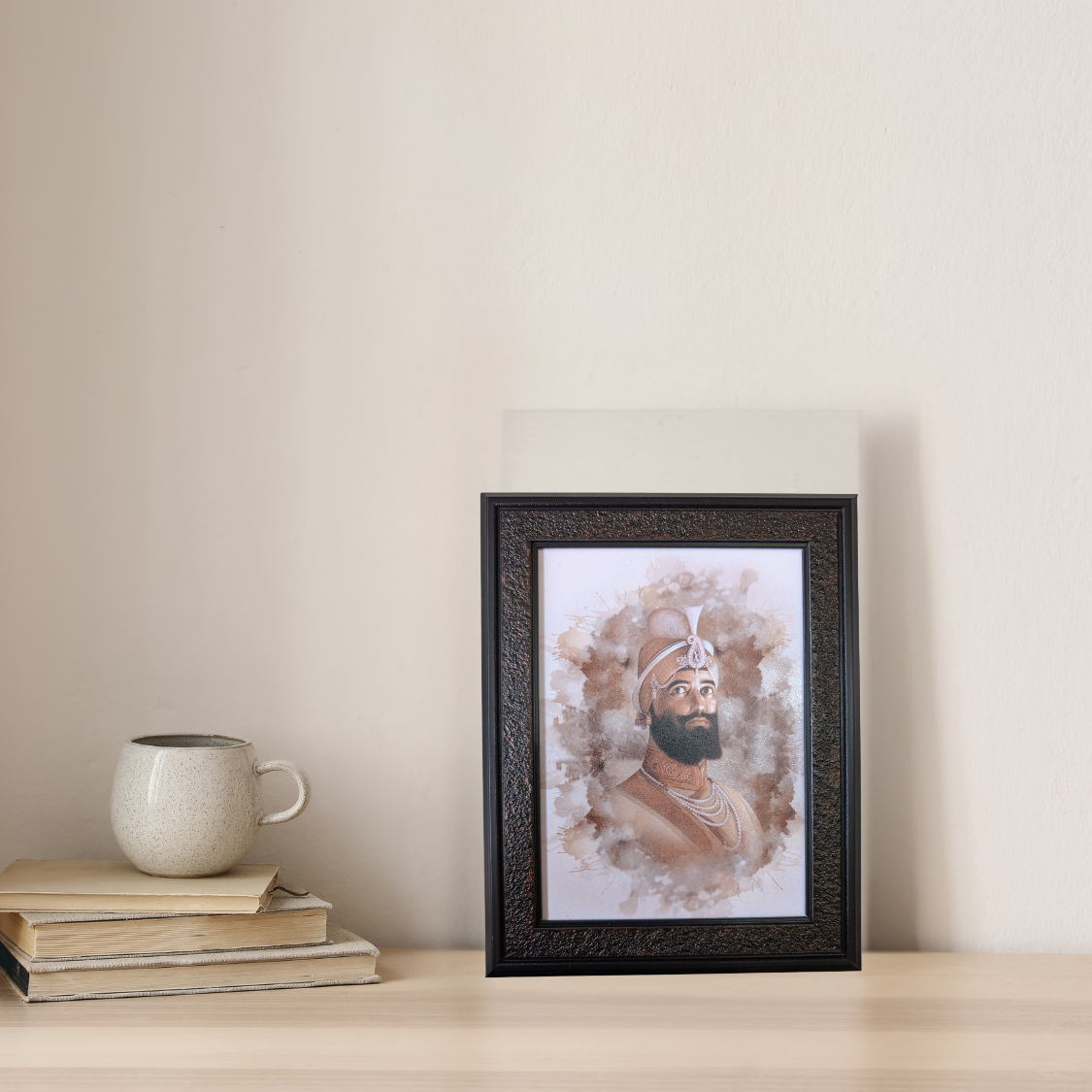 Guru Gobind Singh Ji Photo Frame with Table Stand 21x17 cm – Sikh Religious Picture for Wall or Desk