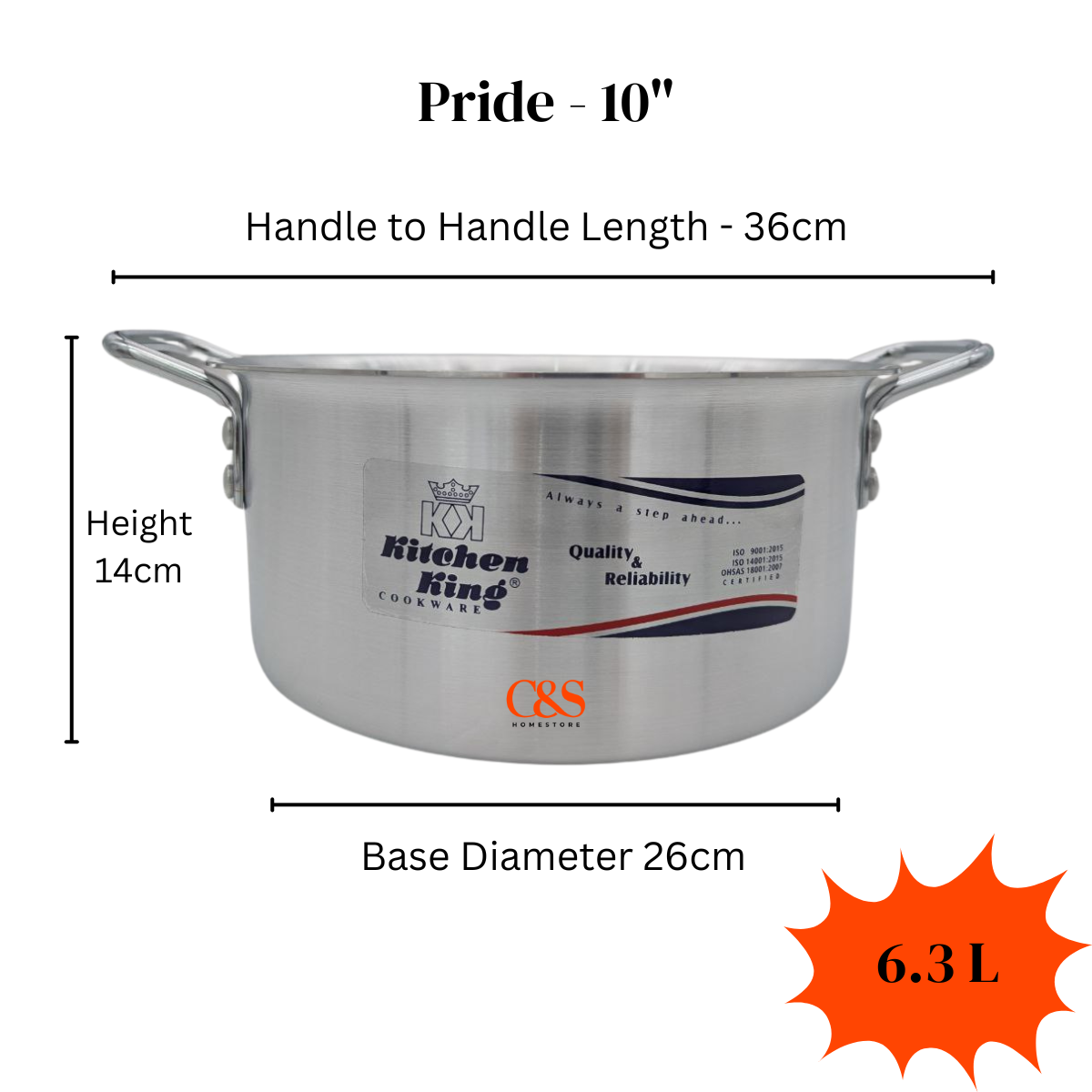 Kitchen King Pride Stock Pot Aluminium Heavy-Duty – Multiple Sizes Available