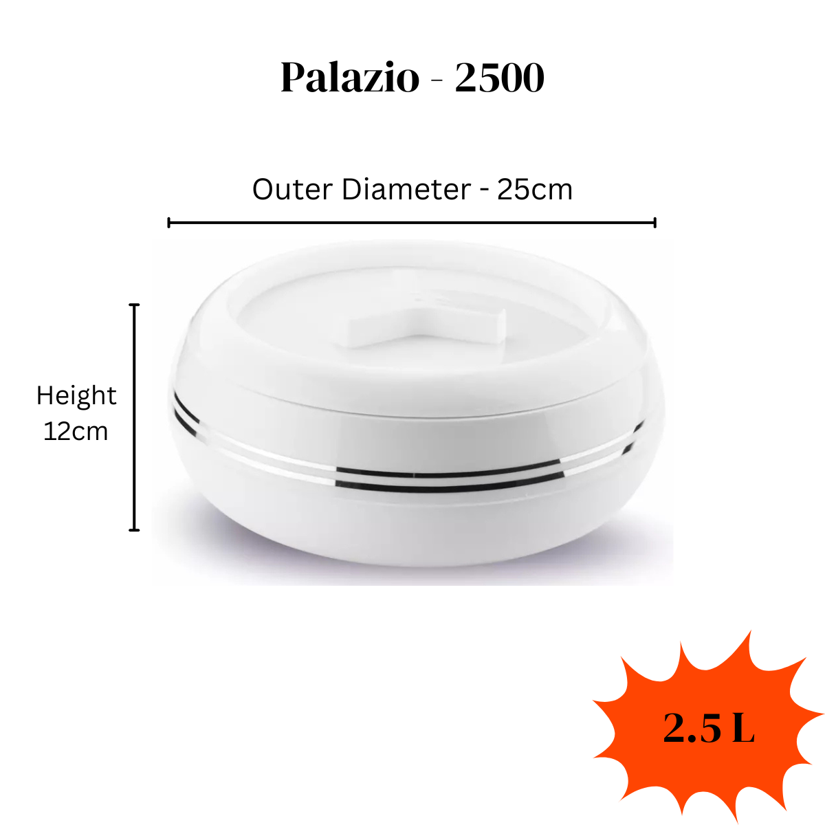 Palazio Insulated Casserole with Stainless Steel Inner – Available in Multiple Sizes