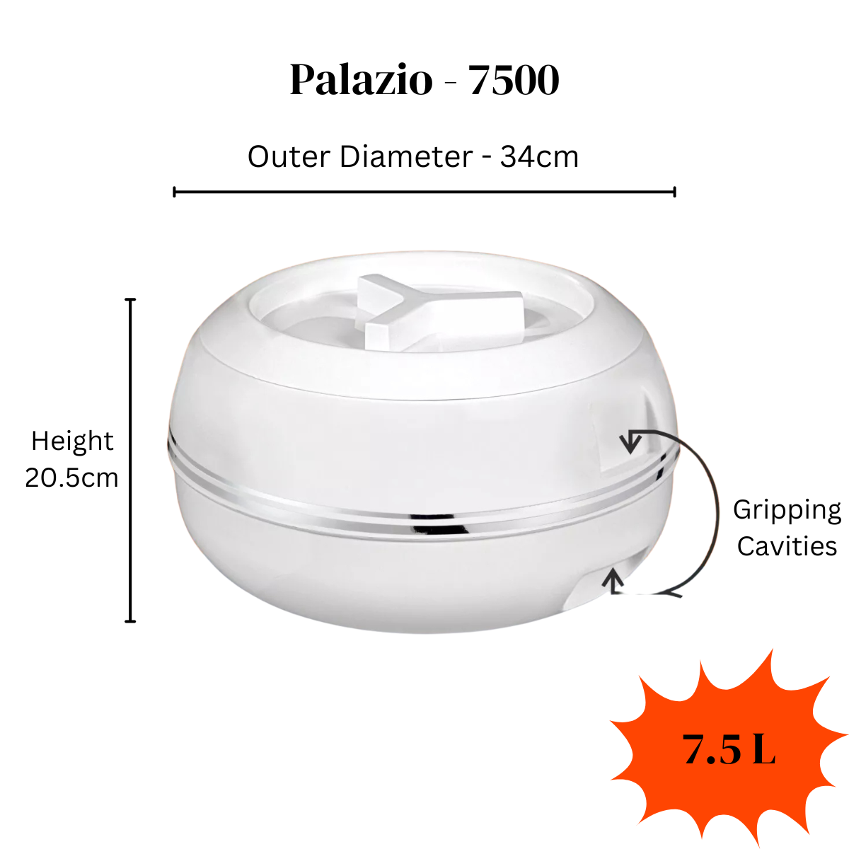 Palazio Insulated Casserole with Stainless Steel Inner – Available in Multiple Sizes
