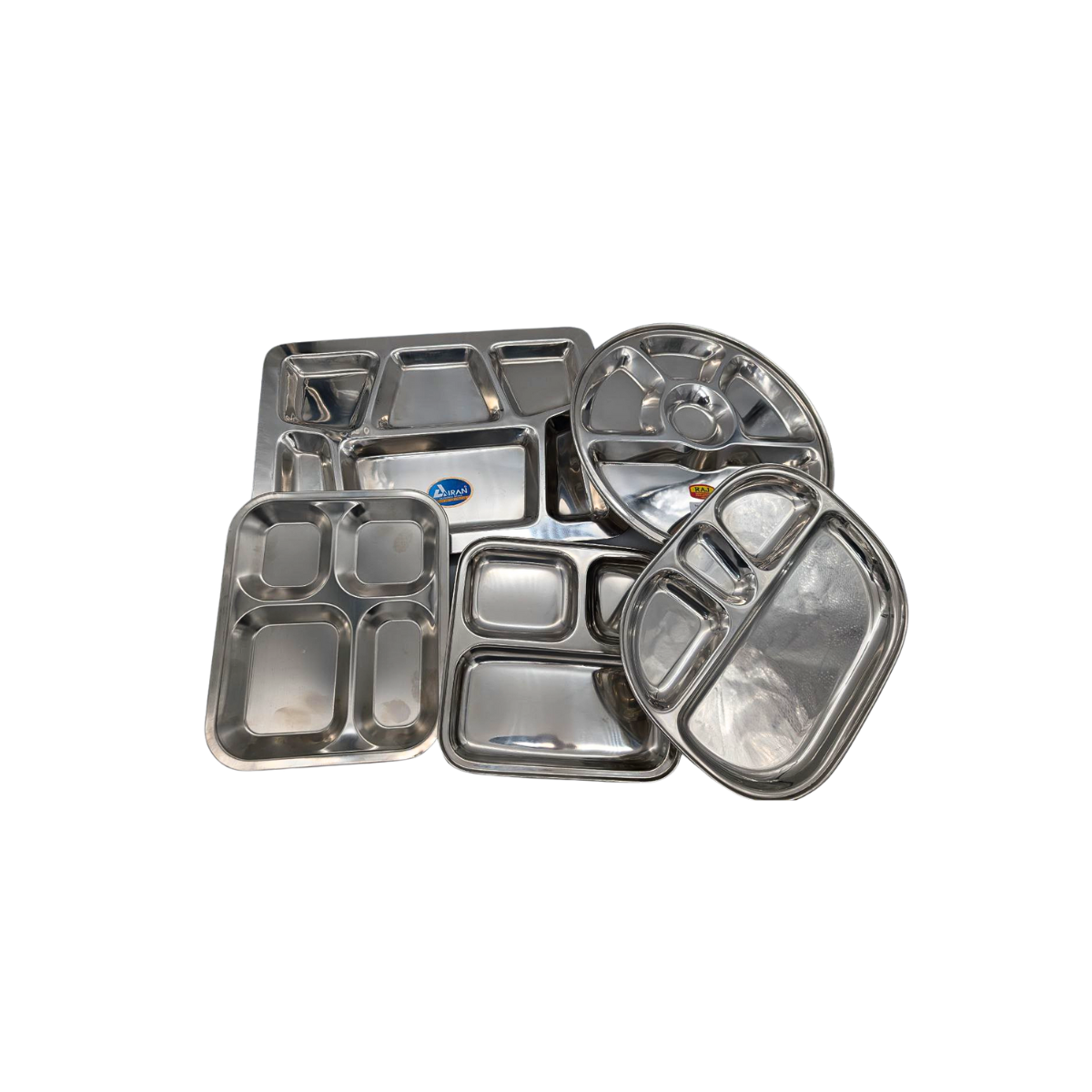 Stainless Steel Langar Thali/Food Tray – Three Variants: 5, 6, and 7 Portions