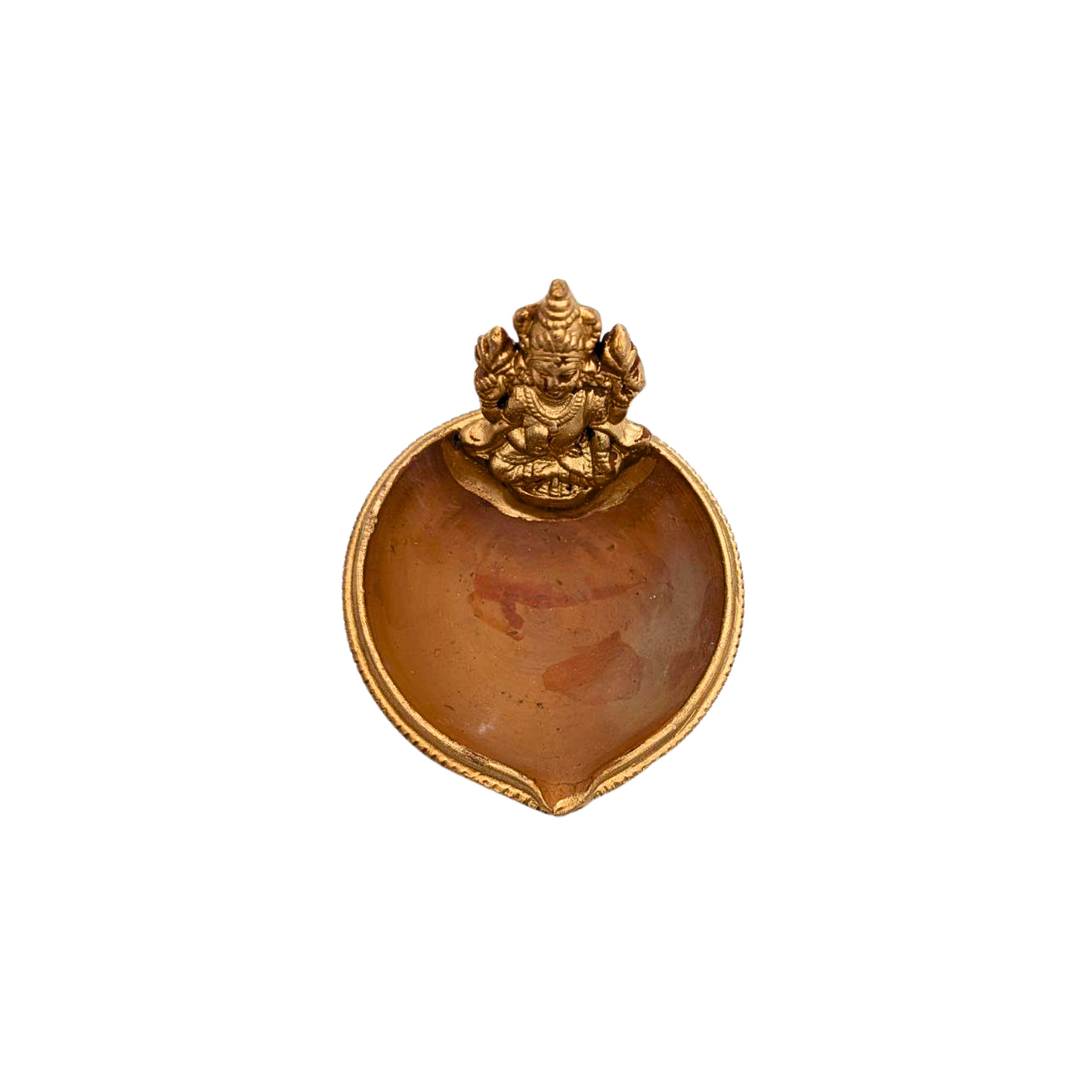 Handmade Clay Diya with Golden Painted Edges – Ganesh & Laxmi Idol Variants