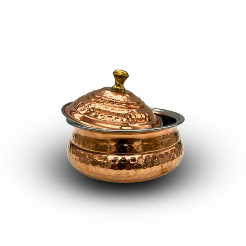 Medium Copper and Stainless Steel Serving Dish with Lid