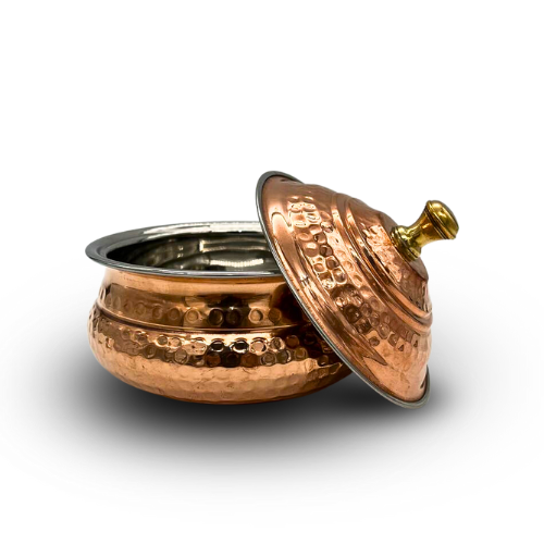 Medium Copper and Stainless Steel Serving Dish with Lid