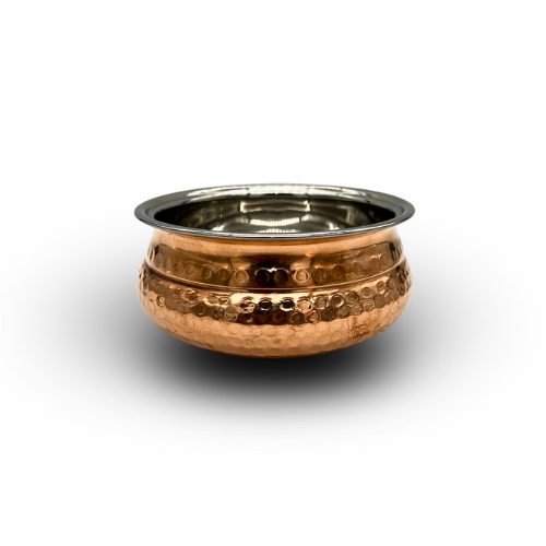 Medium Copper and Stainless Steel Serving Dish with Lid