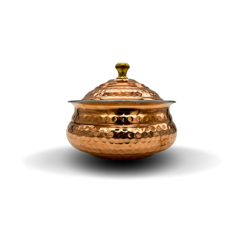 Medium Copper and Stainless Steel Serving Dish with Lid