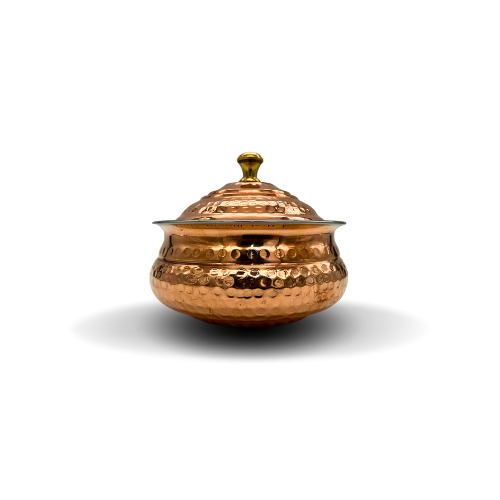 Small Copper and Stainless Steel Serving Dish with Lid