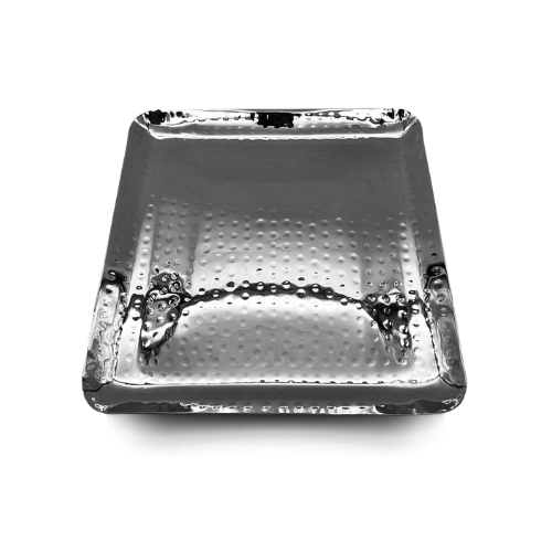 Indian Hammered S/St Square Tray 25cm x 25cm