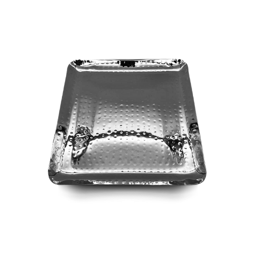 Indian Hammered S/St Square Tray 21cm x 21cm
