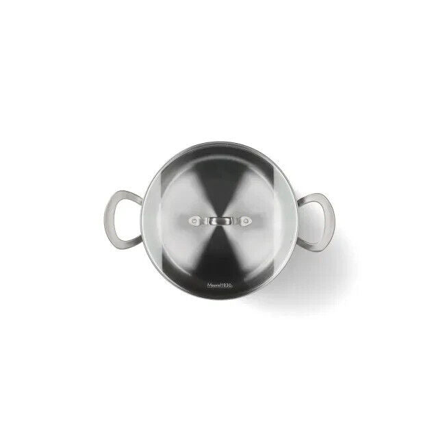 Mauviel 1830 Classic 3-Ply Stainless Steel Glass Lid Pot Casserole 24cm 5.7L
