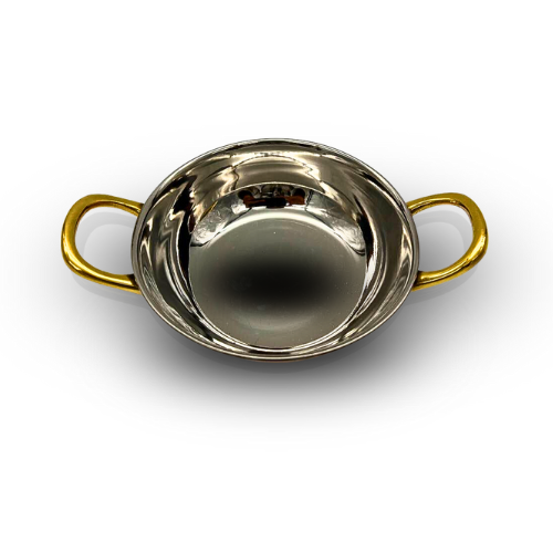Medium Copper and Stainless Steel Serving Dish with C Handle