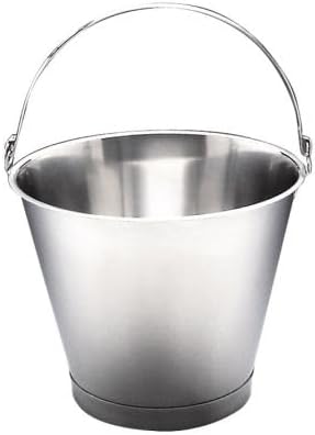 12L Large Stainless Steel Utility Bucket with Handle – Heavy-Duty Metal Pail for Farm, Cleaning, Brewing, Food Prep, Storage, Kitchen & Outdoor Use