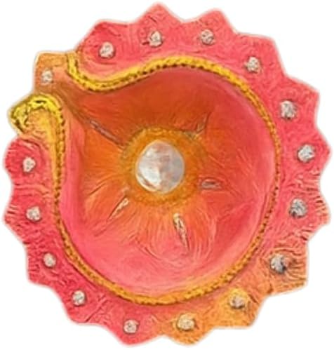 4 x Handmade Colourful Clay/Mitti Diyas for Diwali Pooja