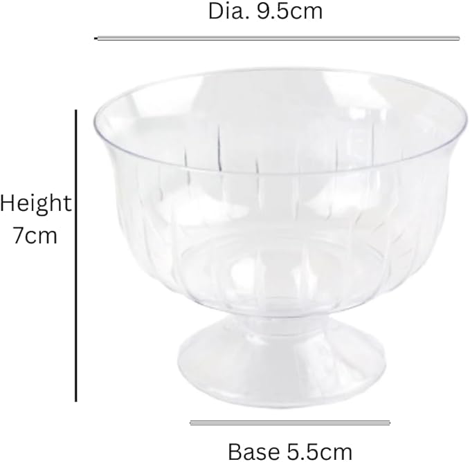 6 x Plastic Dessert Bowls – Clear Reusable Trifle Bowls, Ice Cream Cups, Sundae Dishes
