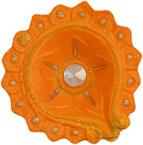 4 x Handmade Colourful Clay/Mitti Diyas for Diwali Pooja