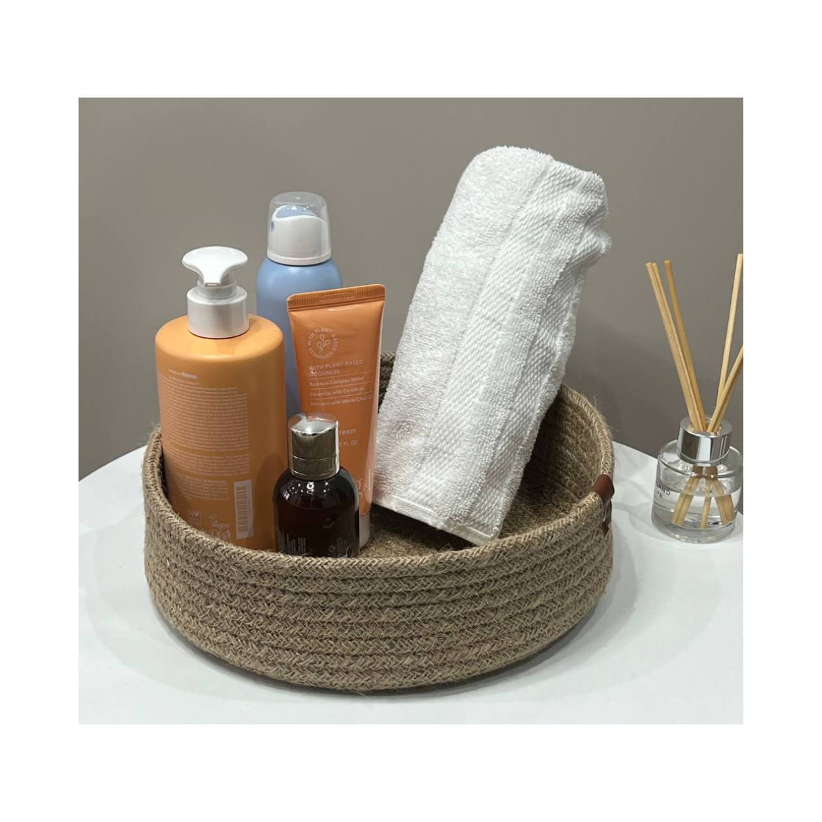 Handmade Jute Basket Set - 3 Pieces, Round, Washable, Available in Grey and Brown