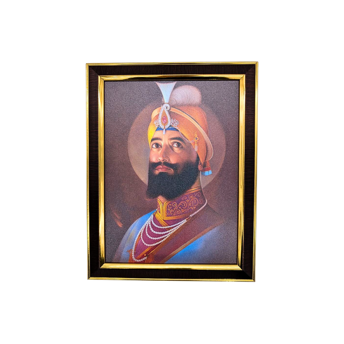 Elegant Guru Gobind Singh Ji Religious Photo with Frame – 5 Color Variants (35x27 cm)