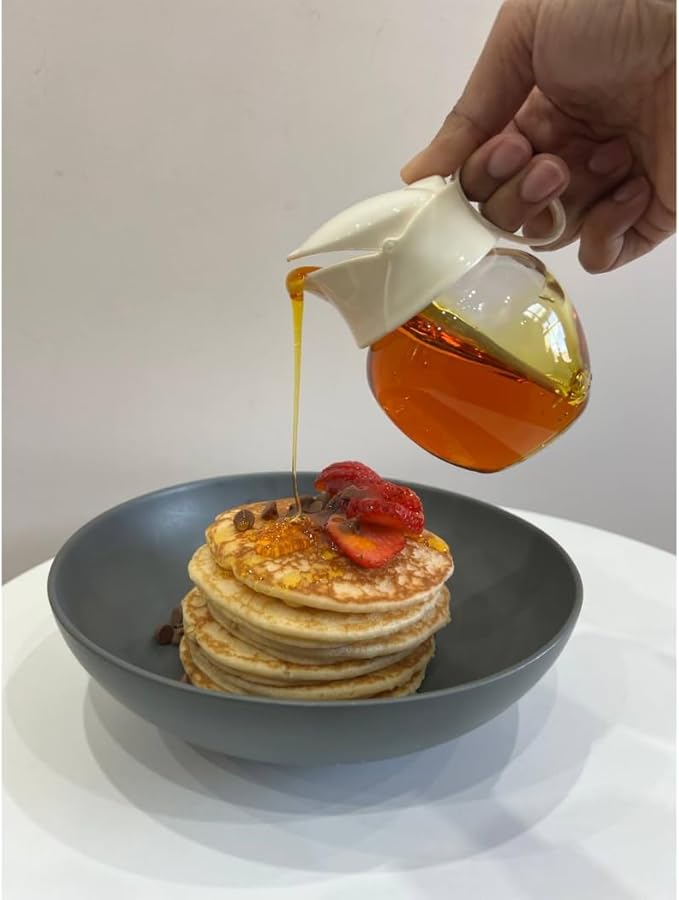 C&S Homestore Glass Cream Jug Dispenser – 210ml (7.5oz) – With Lid & Pouring Spout