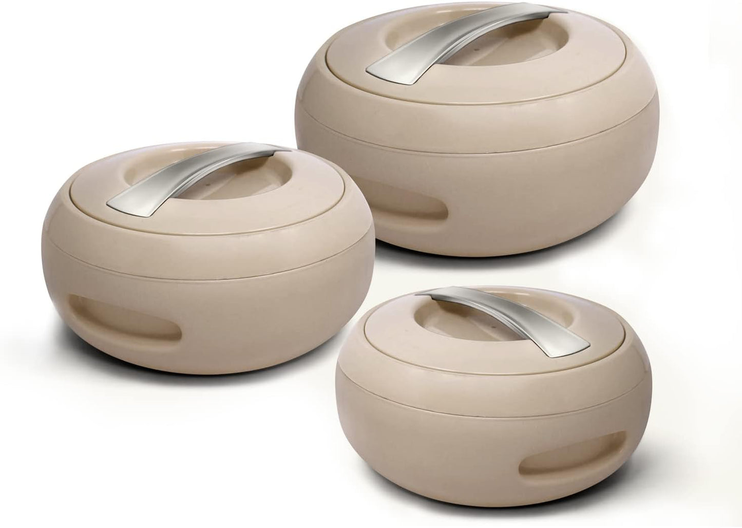 3 x Insulated Casserole Dishes Stainless Steel 2L, 3L, 5L – Keep Food Warm & Fresh