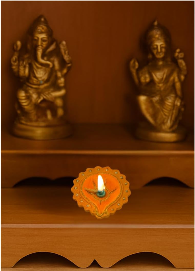 4 x Handmade Colourful Clay/Mitti Diyas for Diwali Pooja