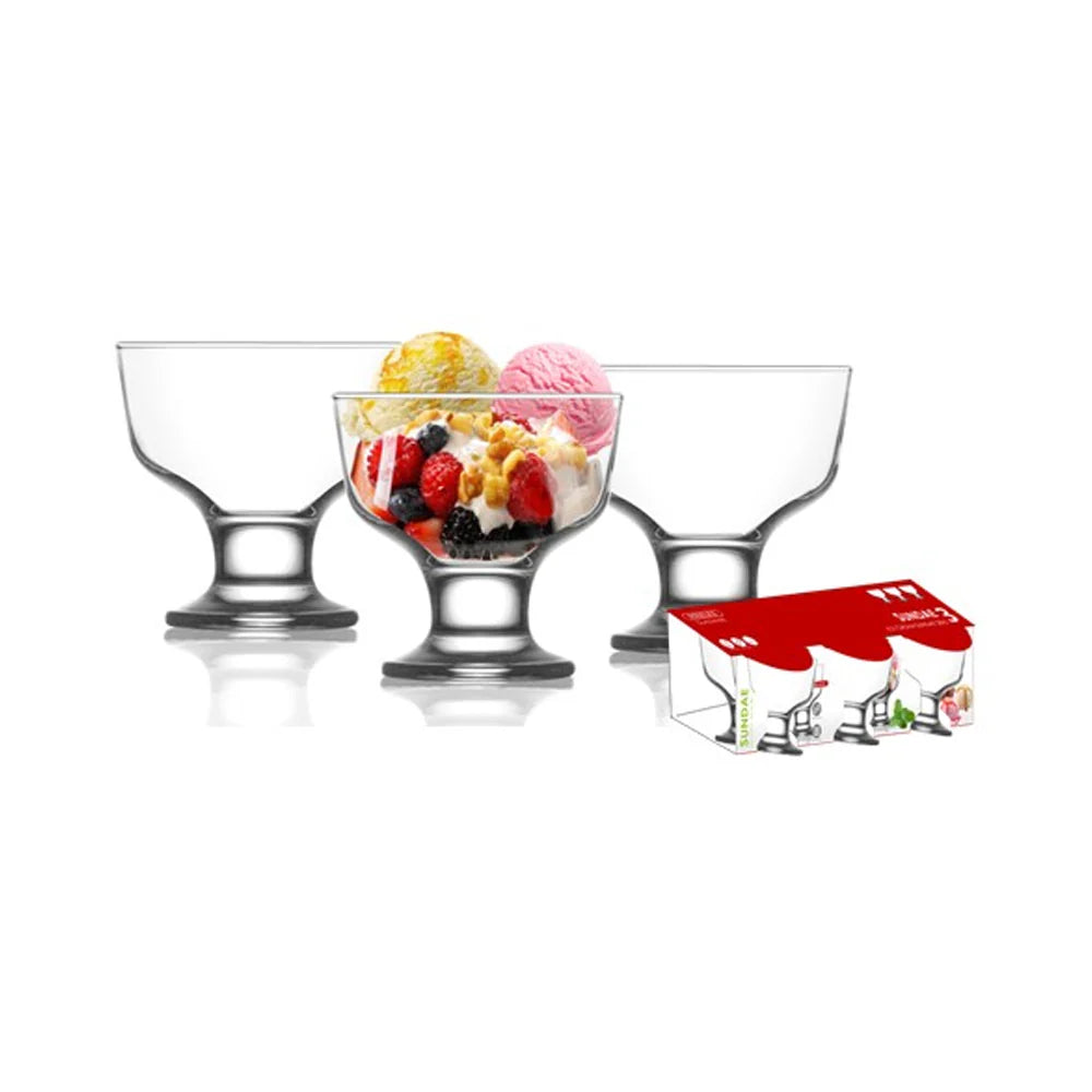 Steelex 280ml Sundae & Dessert Glass Dishes - Set of 3