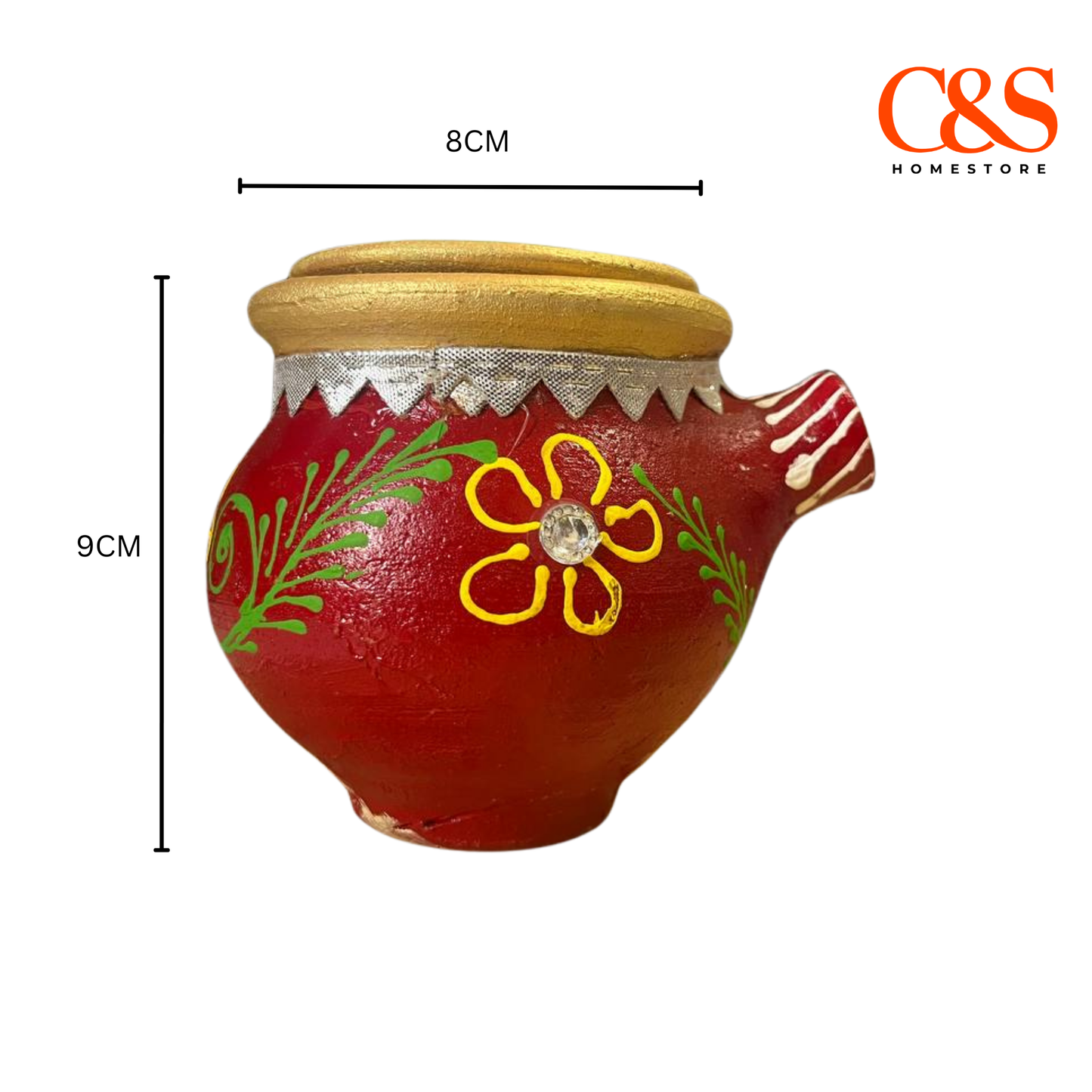 Karva Clay Pot Handmade Painted Floral Design Traditional Earthen Vessel