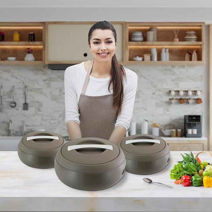 3 x Insulated Casserole Dishes Stainless Steel 2L, 3L, 5L – Keep Food Warm & Fresh
