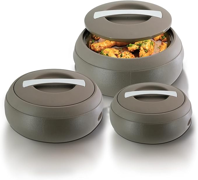 3 x Insulated Casserole Dishes Stainless Steel 2L, 3L, 5L – Keep Food Warm & Fresh