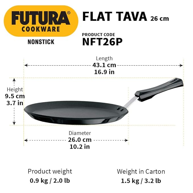 Hawkins Futura Non-Stick Flat Tawa – 26 cm