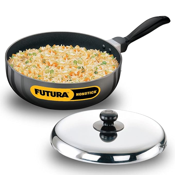 Hawkins Futura Nonstick All-Purpose Pan 2.5L, 22 cm, 3.25 mm with SS lid (Black)