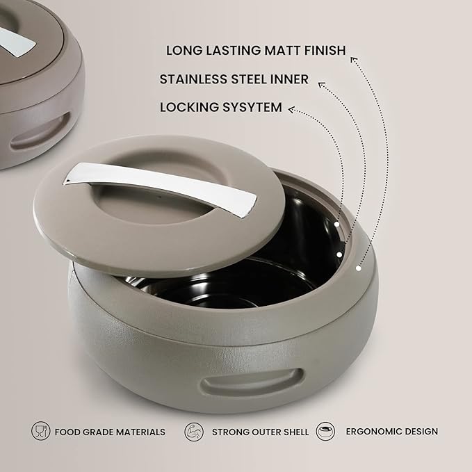 3 x Insulated Casserole Dishes Stainless Steel 2L, 3L, 5L – Keep Food Warm & Fresh