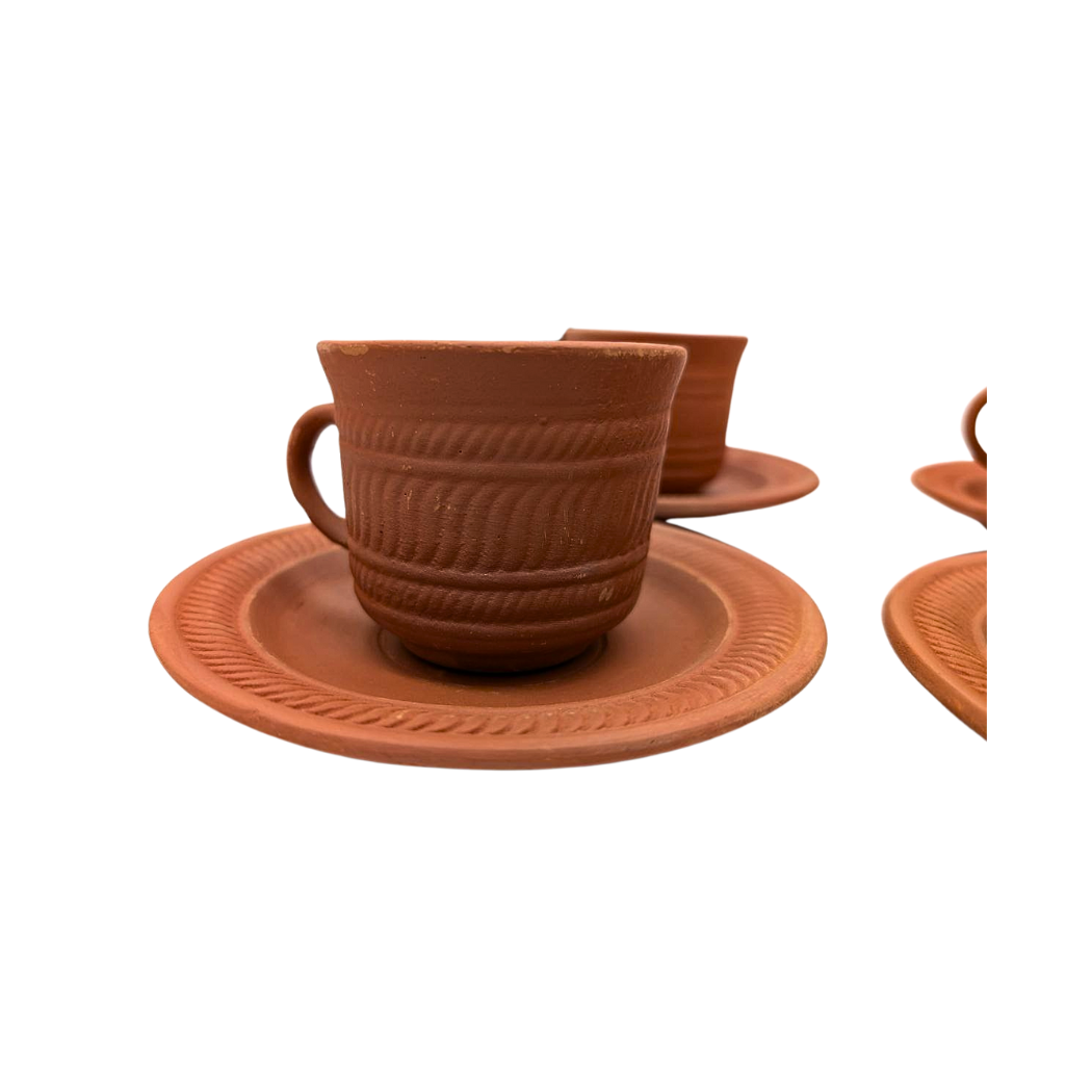 Handcrafted Clay Teapot Set with 6 Teacups & Saucers – Artisan-Made, Natural Elegance