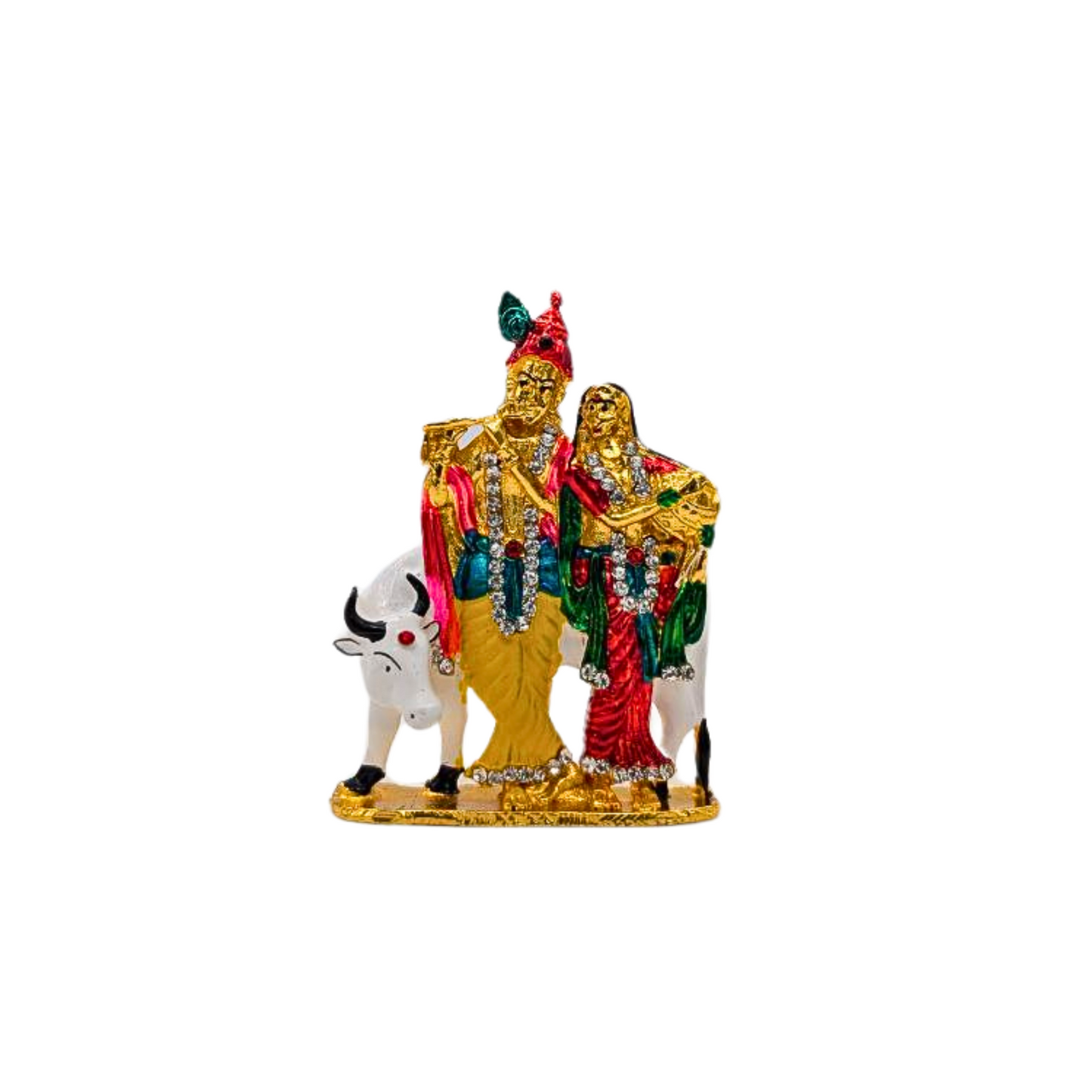Exquisite Freestanding Hindu God Idols: Shree Krishna & Gau Mata Collection