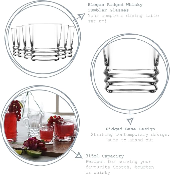 LAV Elegan Clear Glasses - 315ml & 335ml - Set of 3