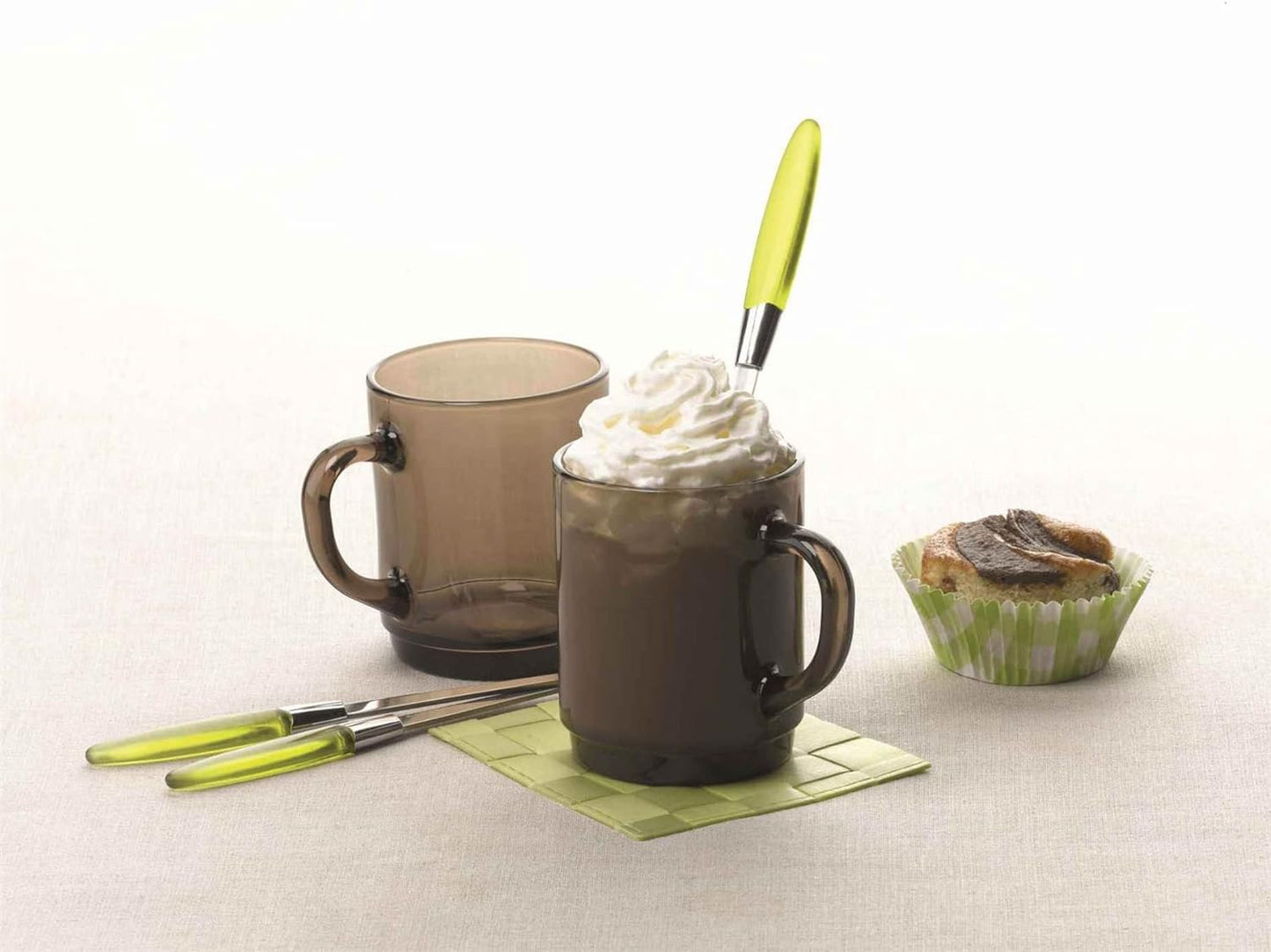 Duralex Versailles Glass Coffee Tea Mugs, 260ml - Smoke - Pack of 6