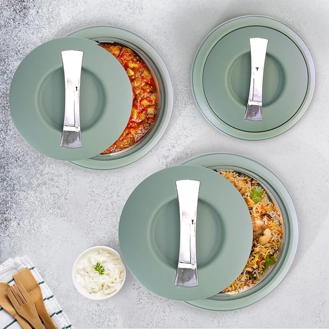 3 x Insulated Casserole Dishes Stainless Steel 2L, 3L, 5L – Keep Food Warm & Fresh