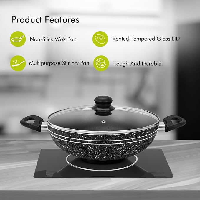Royalford Aluminium Wok Pan - 32 CM