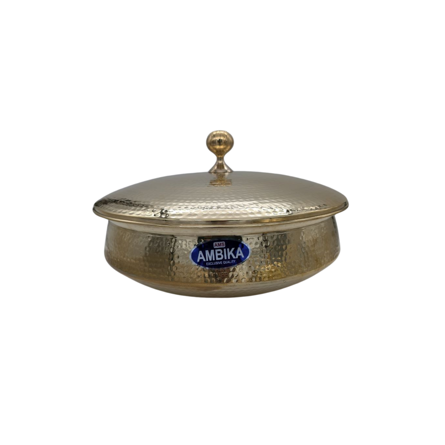 Ambika Hammered Brass Pot with Lid – Kalhi Coated, 2 Sizes Available