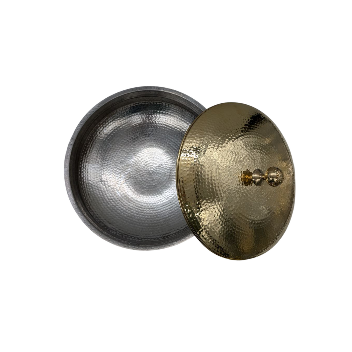 Ambika Hammered Brass Pot with Lid – Kalhi Coated, 2 Sizes Available