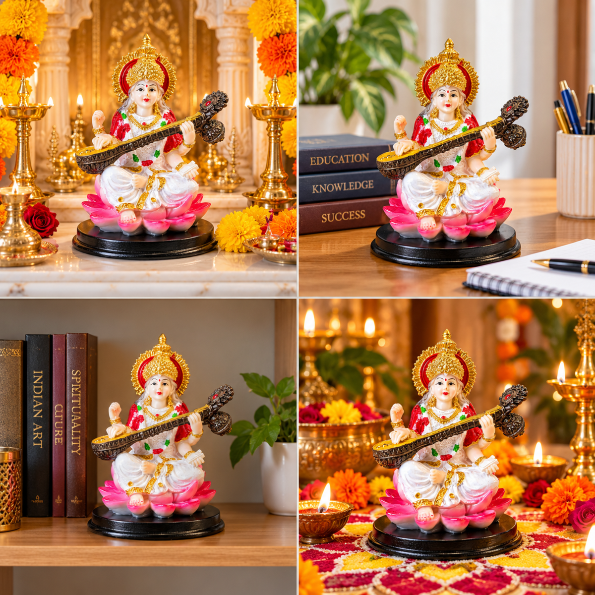 Saraswati Mata Ji Idol with Veena, Decorative Goddess Saraswati Statue