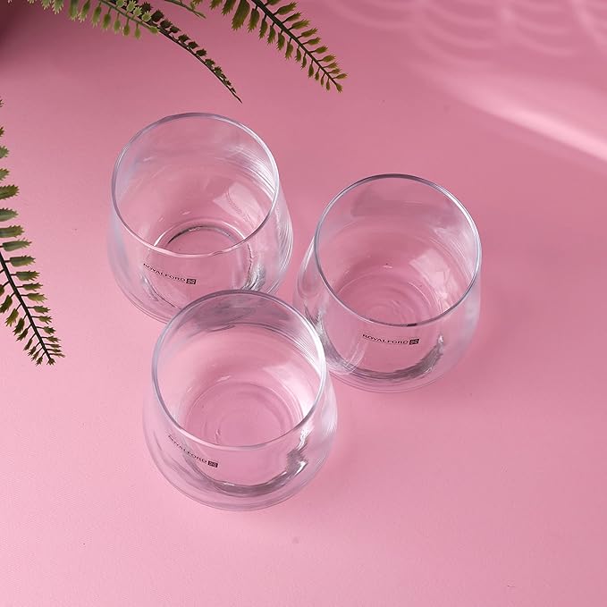 Royalford Transparent Glass Tumbler Set – 360ml, Pack of 3