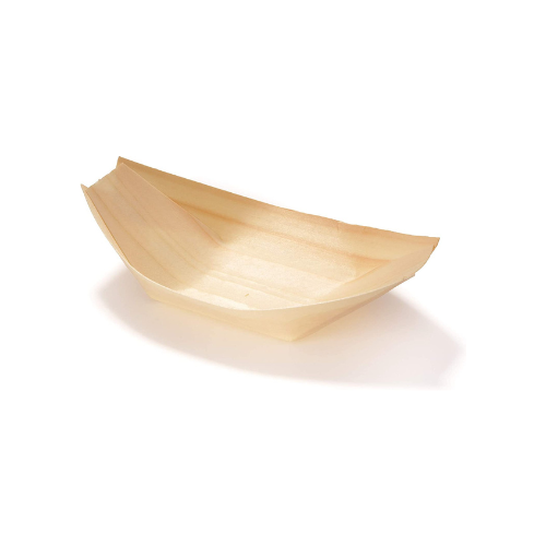 Papstar Disposable Wooden Boat Plates/Bowls - 50 Pack, 11 x 6.5 cm