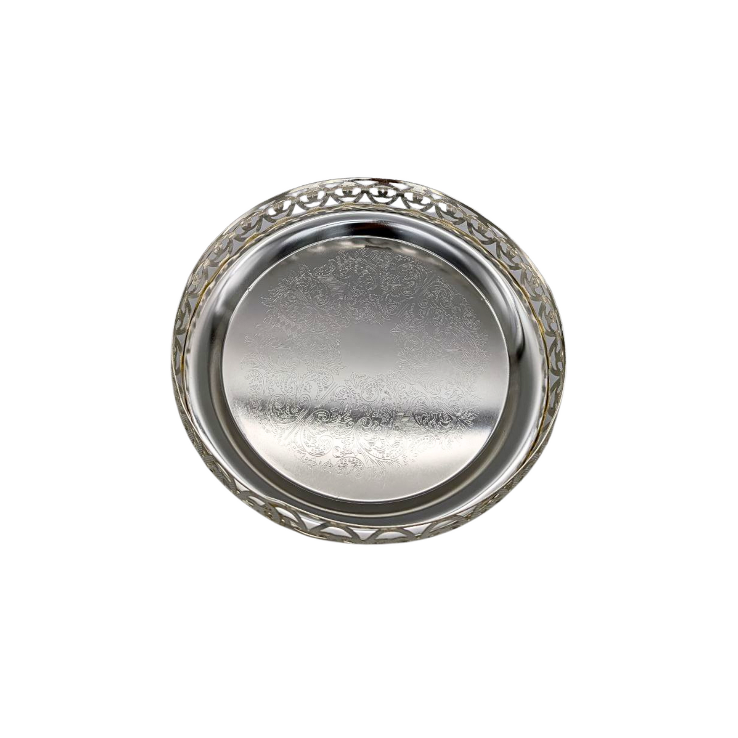 Pandan Silver Chrome Tray - Round 23cm Serving Tray - 3 Different Designs
