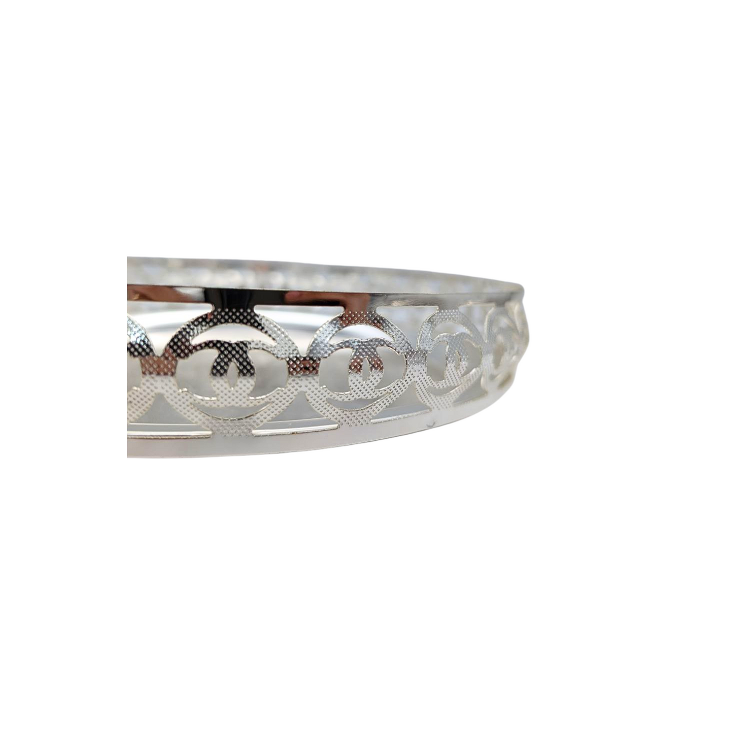 Pandan Silver Chrome Tray - Round 23cm Serving Tray - 3 Different Designs