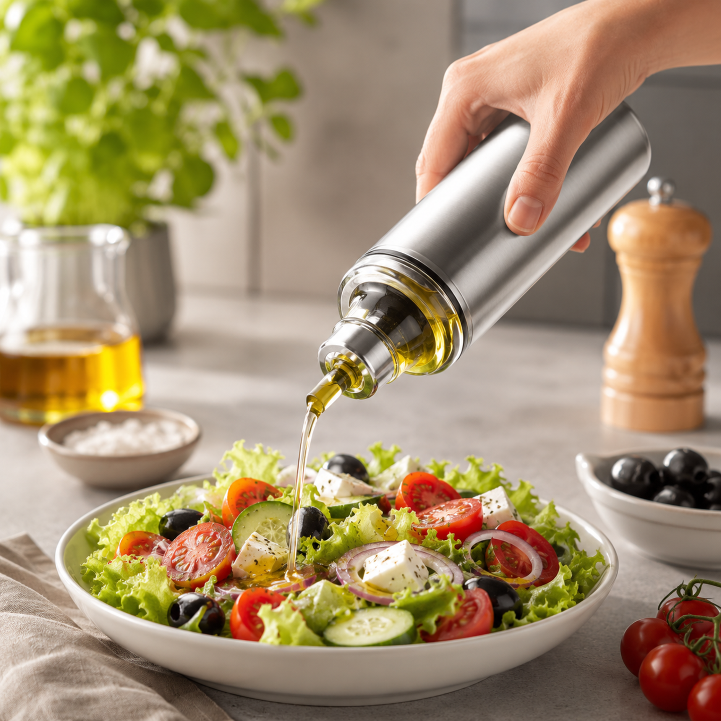500ml Stainless Steel Oil Dispenser Bottle with Precision Pouring Spout