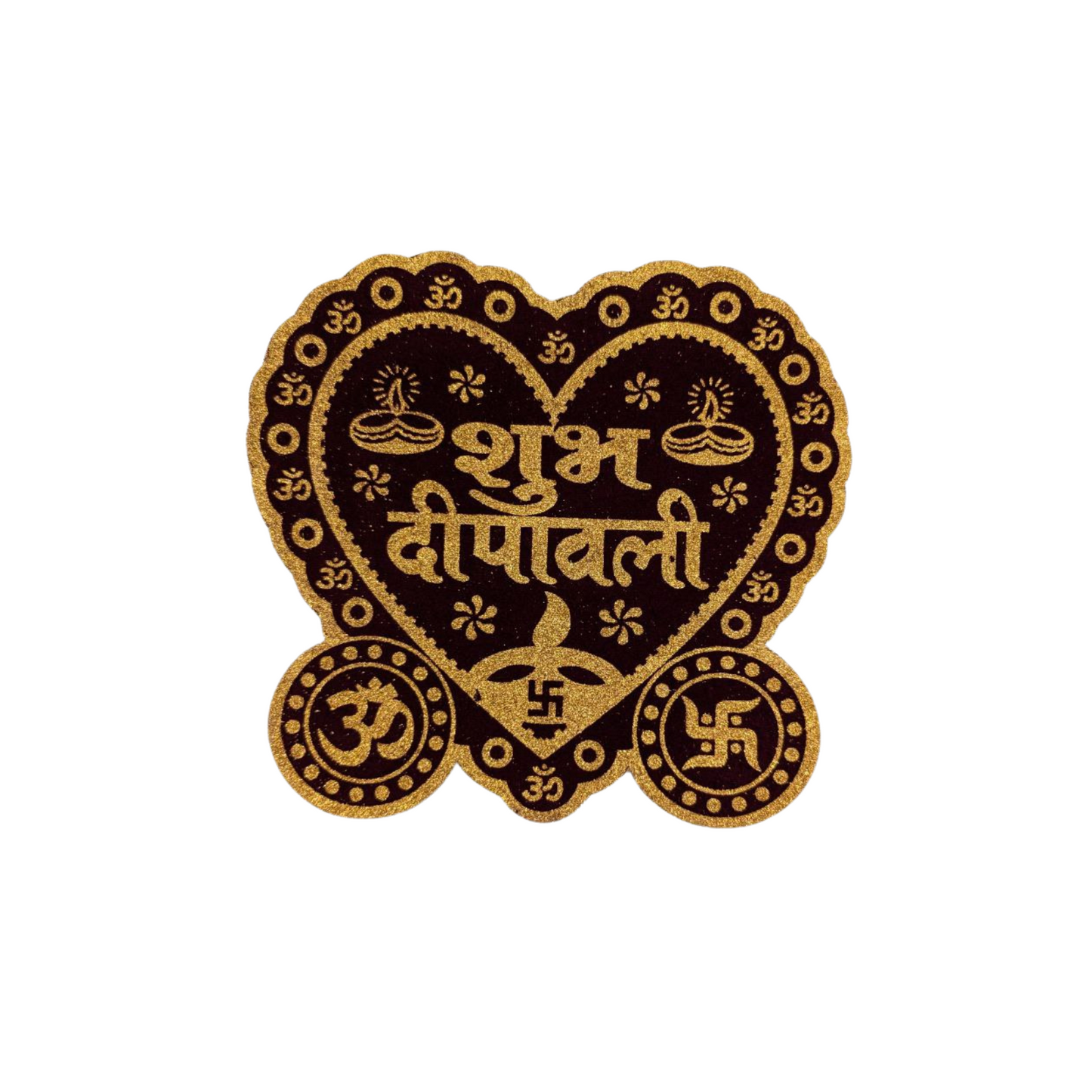 Shubh Deepawali Glittered Stickers – Red & Gold, Brown & Gold (3 Variants Each)