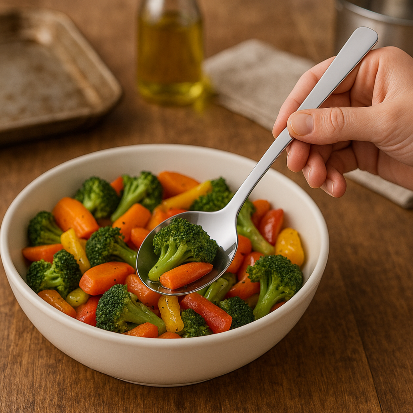 6 x Stainless Steel Serving Spoons 26cm Long – Heavy Duty Mirror Finish